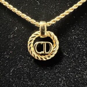 Dior Gold Rope Circle CD Pendant Necklace - Gold